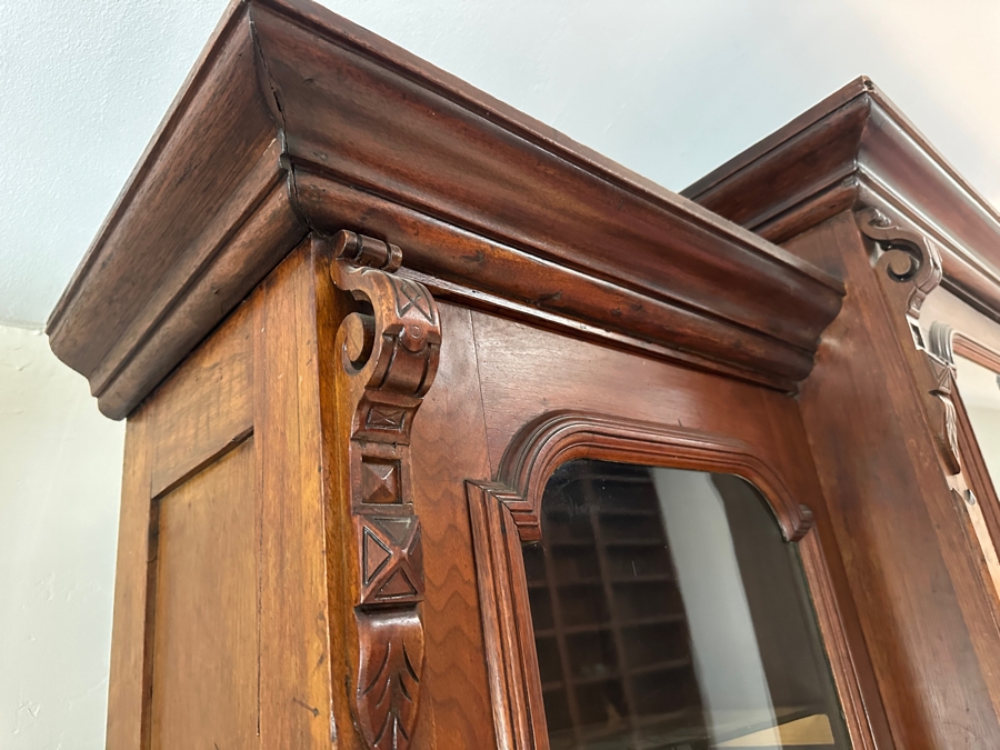 Stunning Tall Antique Wooden Bookcase From New Orleans 99'H X 70.5W X 17D [Photo 6]