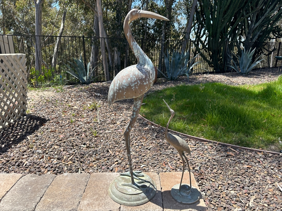 Outdoor Metal Heron Garden Scluptures 35'H and 18.5'H