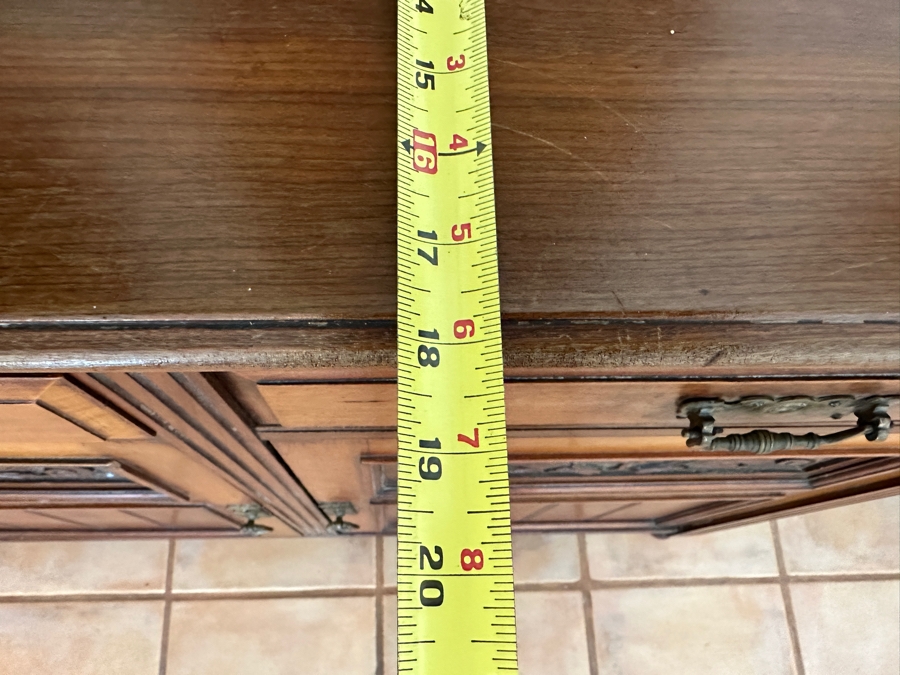 Antique Hand Carved Wooden Sideboard Cabinet 48W X 18D X 38H [Photo 9]