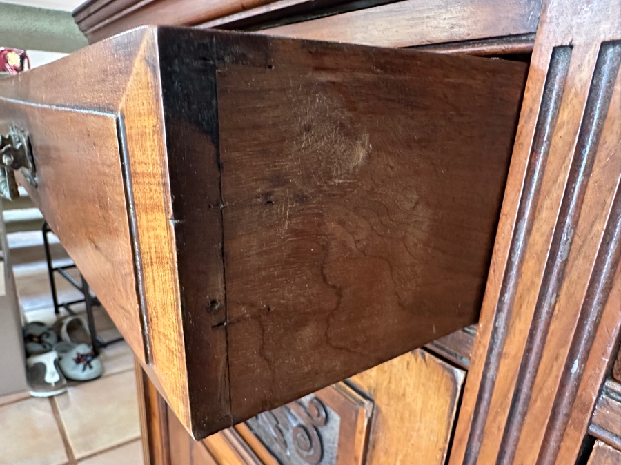 Antique Hand Carved Wooden Sideboard Cabinet 48W X 18D X 38H [Photo 12]