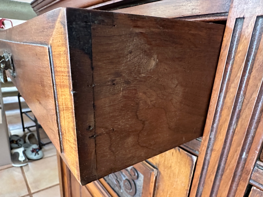 Antique Hand Carved Wooden Sideboard Cabinet 48W X 18D X 38H [Photo 11]