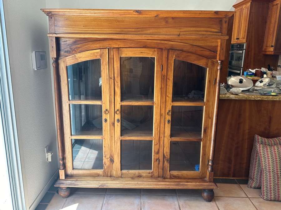 Wooden Bookcase With Glass Front Doors 58W X 18D X 65H [Photo 1]