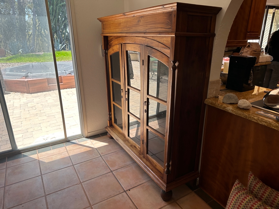 Wooden Bookcase With Glass Front Doors 58W X 18D X 65H [Photo 2]