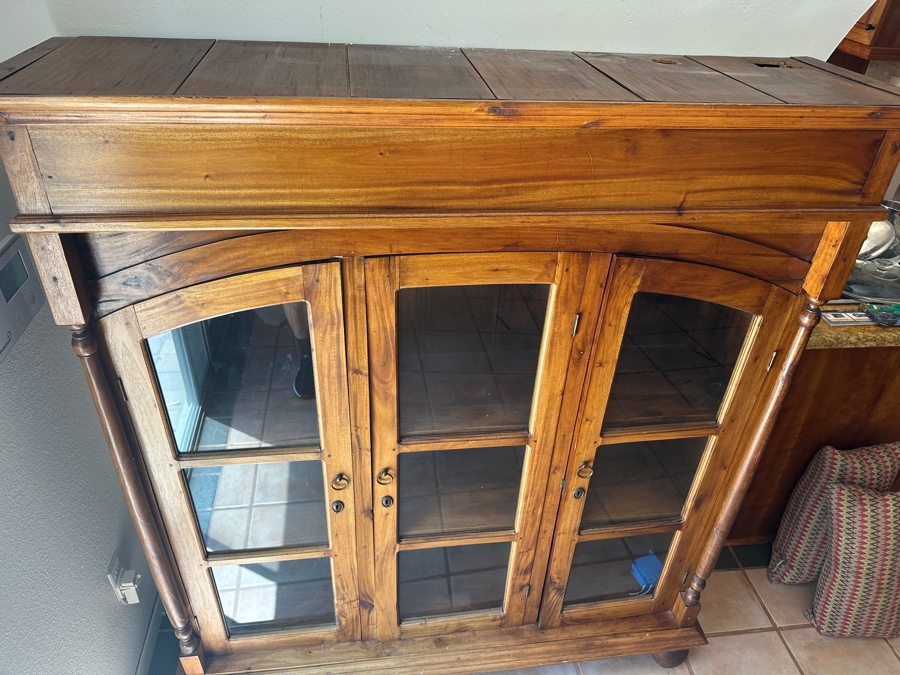 Wooden Bookcase With Glass Front Doors 58W X 18D X 65H [Photo 3]