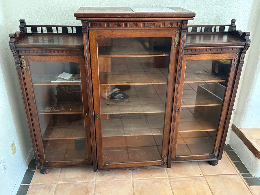 Stunning Antique Victorian Bookcase Lockable With Key 69W X 16D X 58H [Photo 2]