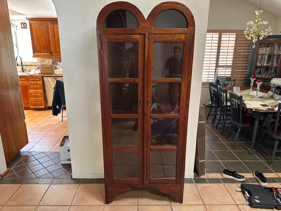 Wooden Lockable Bookcase With Key 31W X 12D X 74.5H [Photo 1]