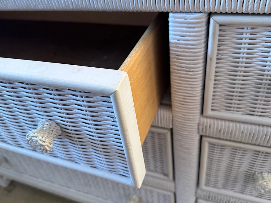 Vintage Lexington Henry Link White Wicker Double Dresser 58'W x 19'D x 29.5'H [Photo 4]