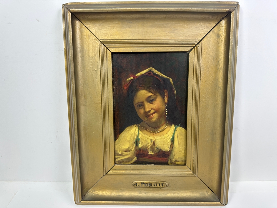 Leon Jean Basile Perrault (1832-1908, French) Original Portrait Oil Painting On Board 6 X 9.5 Framed 12.5 X 16 [Photo 6]
