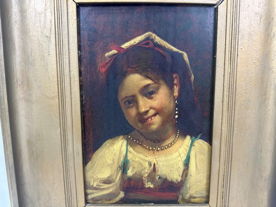 Leon Jean Basile Perrault (1832-1908, French) Original Portrait Oil Painting On Board 6 X 9.5 Framed 12.5 X 16 [Photo 7]