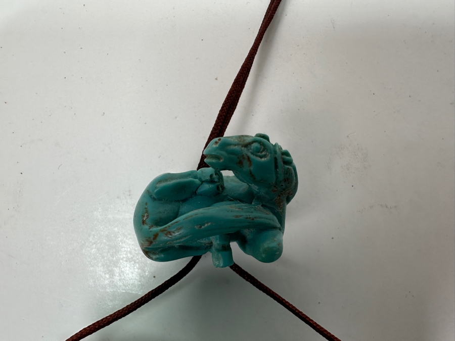 Just Added - Japanese Resin Inro Box with Horse Motif and Dog Netsuke 2.25'W x 3.5'H [Photo 6]