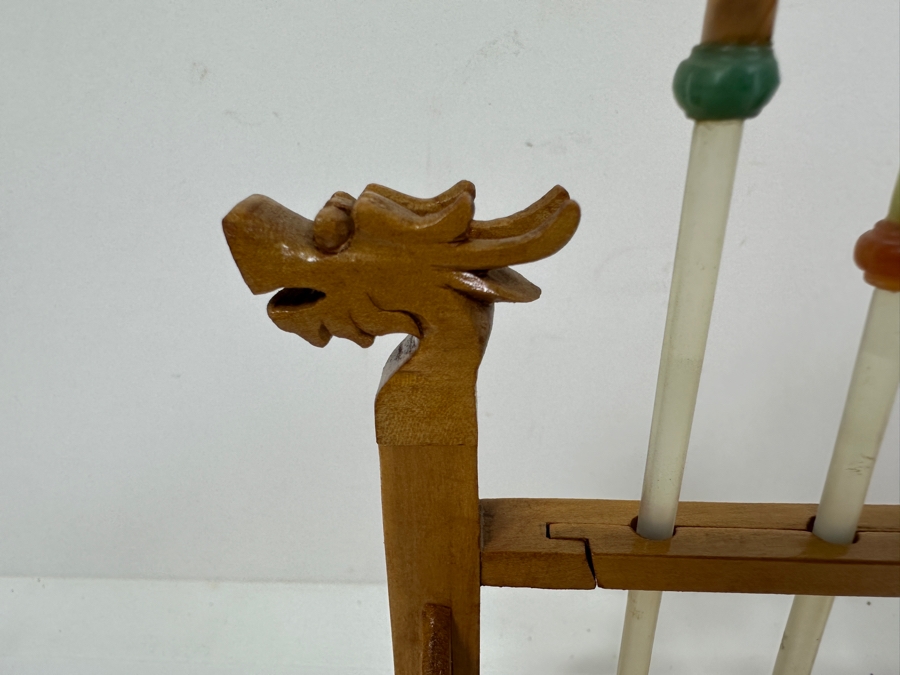 Just Added - Miniature Chinese Weapons and Wooden Stand Made of Semi-Precious Stones and Jade 8.5'W x 7.5'H [Photo 7]