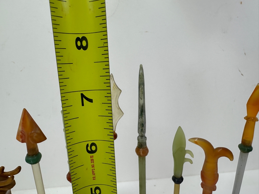 Just Added - Miniature Chinese Weapons and Wooden Stand Made of Semi-Precious Stones and Jade 8.5'W x 7.5'H [Photo 11]
