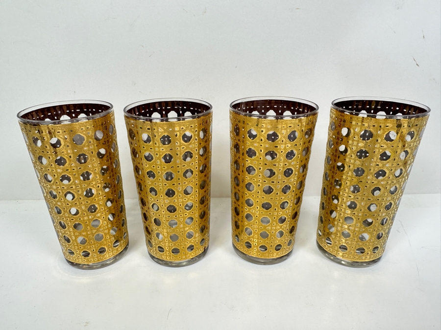 Just Added - (4) Vintage 1960's Culver 22K Canella Highball Glasses 5.5'H [Photo 2]