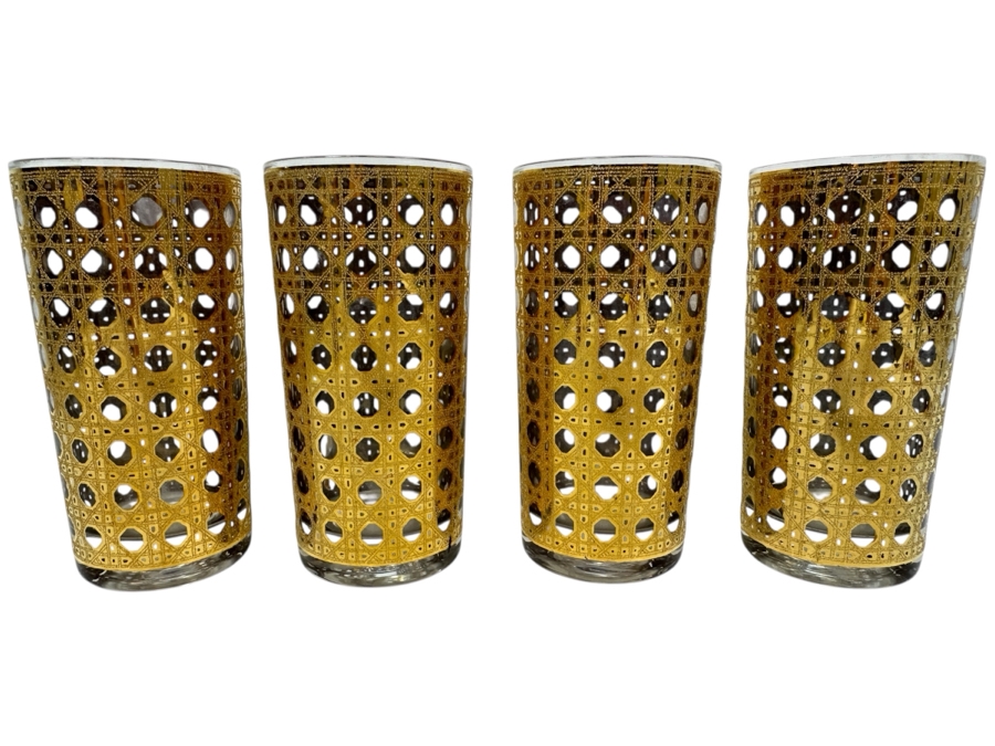 Just Added - (4) Vintage 1960's Culver 22K Canella Highball Glasses 5.5'H [Photo 1]