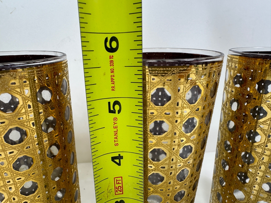 Just Added - (4) Vintage 1960's Culver 22K Canella Highball Glasses 5.5'H [Photo 3]