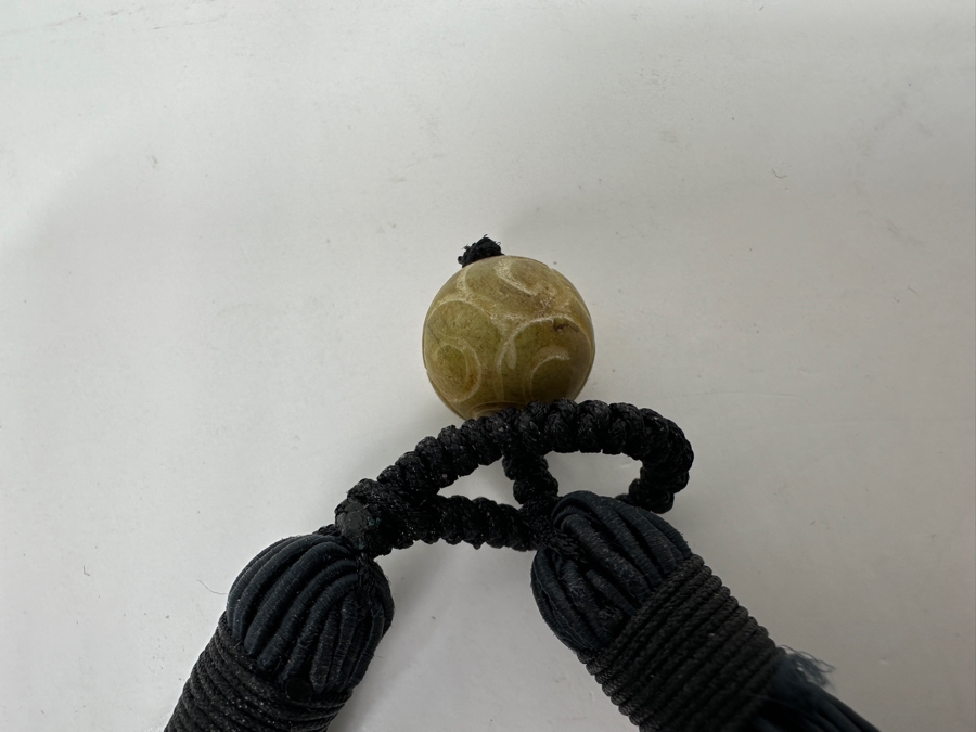 Just Added - Stunning Chinese Statement Necklace With 99% Silver Double-Sided Pendant And Carved Green Stone Ball 78.8g [Photo 14]