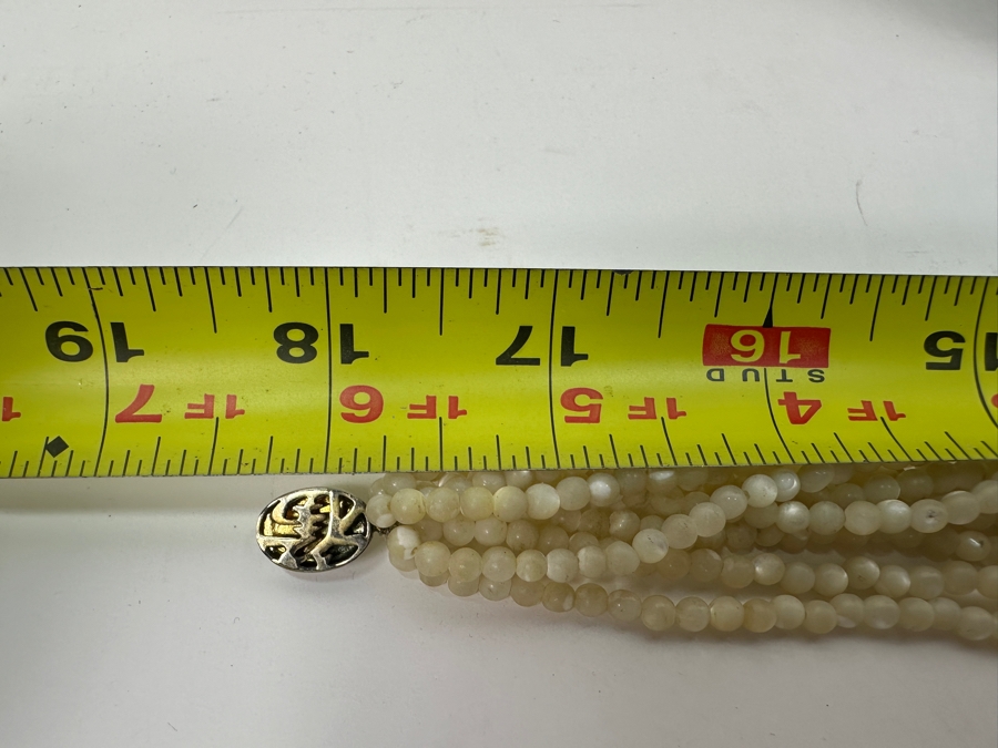 Just Added - Multi-Strand White Mother of Pearl Round Beaded Necklace 18' [Photo 7]