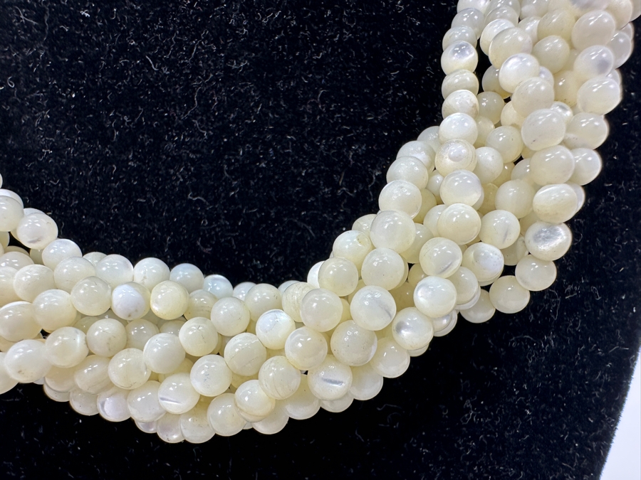 Just Added - Multi-Strand White Mother of Pearl Round Beaded Necklace 18' [Photo 3]