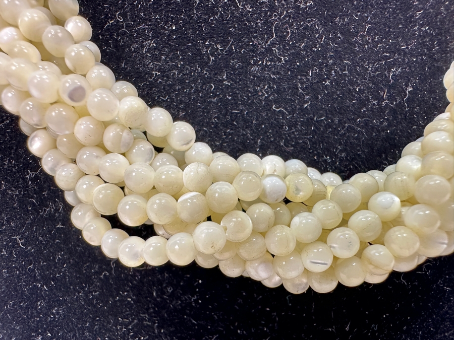 Just Added - Multi-Strand White Mother of Pearl Round Beaded Necklace 18' [Photo 2]