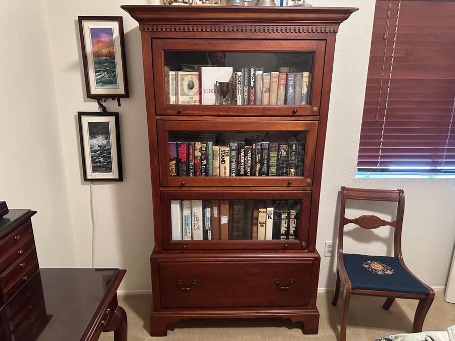 Just Added - Lexington Bob Timberlake Solid Cherry Chippendale Barrister Bookcase Lockable With Key 42W X 17D X 72H