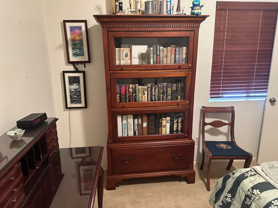 Just Added - Lexington Bob Timberlake Solid Cherry Chippendale Barrister Bookcase Lockable With Key 42W X 17D X 72H [Photo 2]