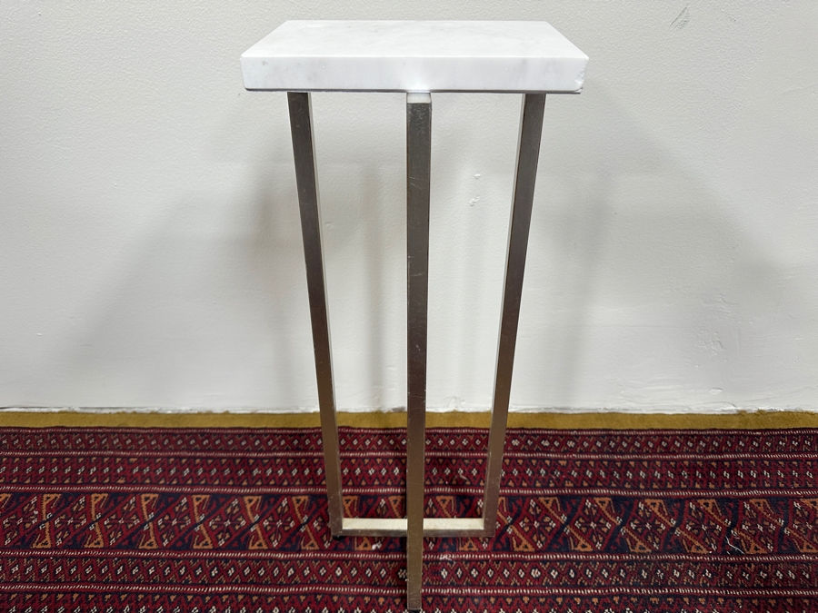 Just Added - Marble Top Table With Metal Base (Has Ding on One Corner) 7'W x 9'D x 23.5'H [Photo 2]
