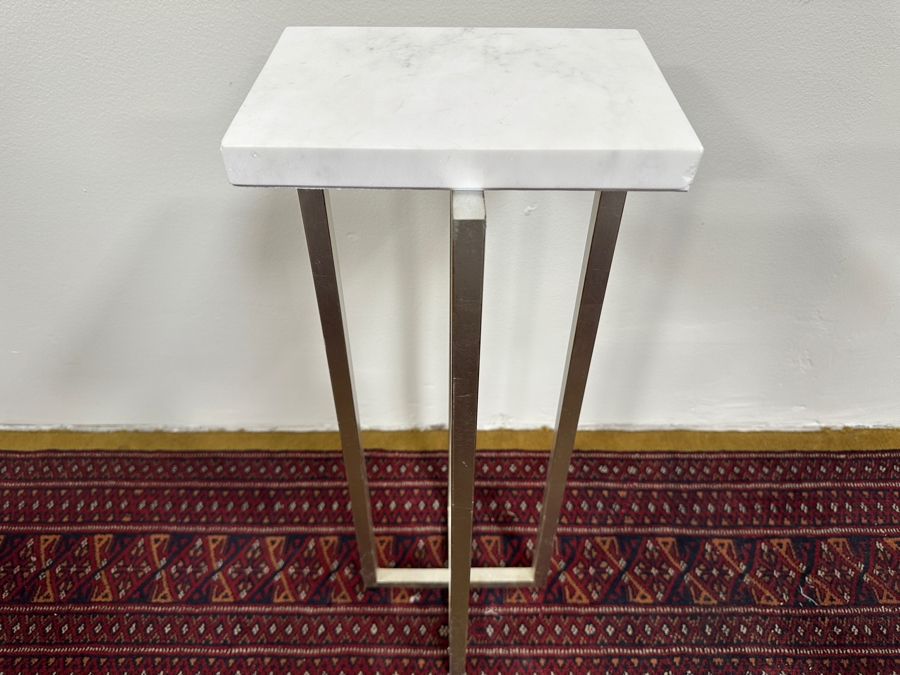 Just Added - Marble Top Table With Metal Base (Has Ding on One Corner) 7'W x 9'D x 23.5'H [Photo 4]