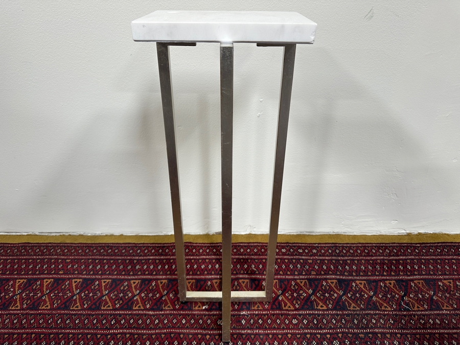 Just Added - Marble Top Table With Metal Base (Has Ding on One Corner) 7'W x 9'D x 23.5'H [Photo 3]