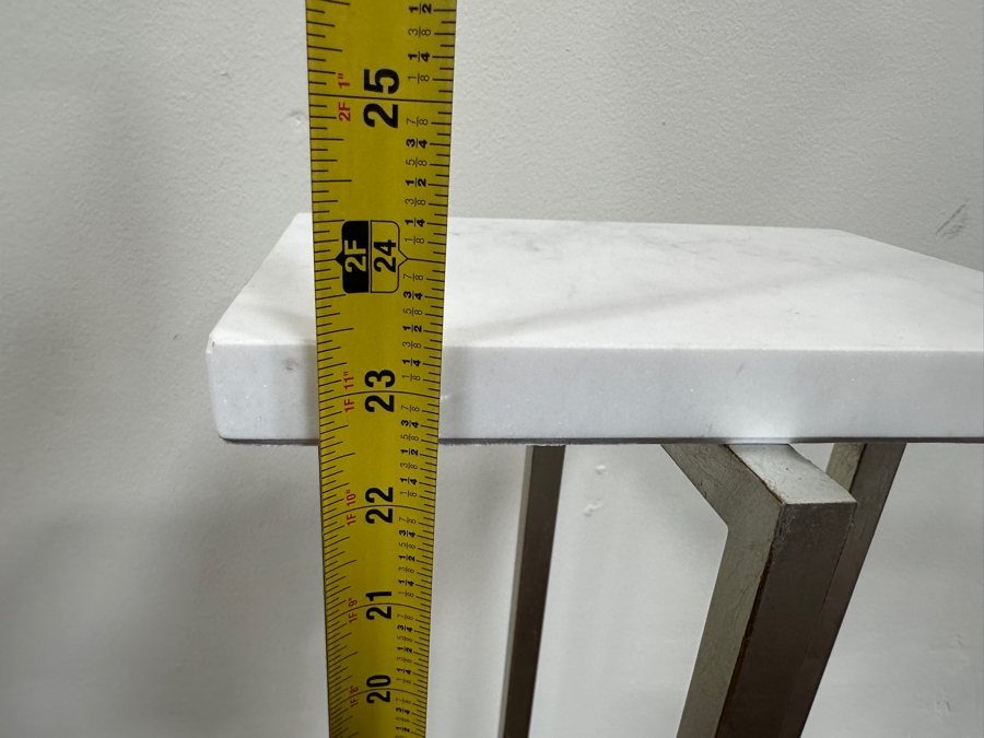 Just Added - Marble Top Table With Metal Base (Has Ding on One Corner) 7'W x 9'D x 23.5'H [Photo 8]