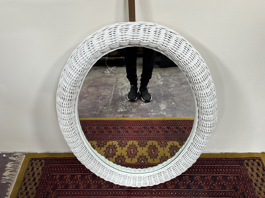 Just Added - Vintage Lexington Henry Link White Wicker Mirror 29' x 38' [Photo 3]