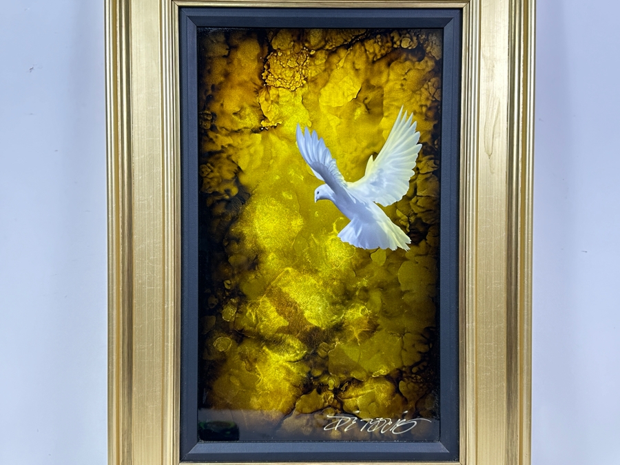 Just Added - Chris DeRubeis Original Mixed Media Painting On Aluminum Signed Lower Right By Artist Titled 'Heaven's Dove' 12 X 19.5 Framed 19.5 X 27.5 With C.O.A. Appraised At $3,200 [Photo 3]