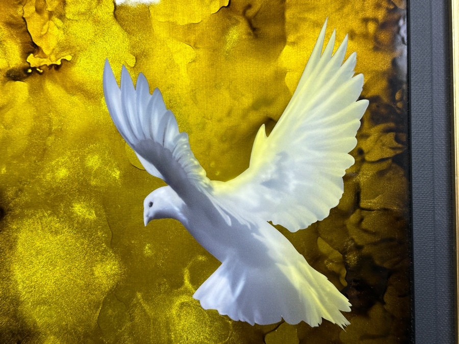 Just Added - Chris DeRubeis Original Mixed Media Painting On Aluminum Signed Lower Right By Artist Titled 'Heaven's Dove' 12 X 19.5 Framed 19.5 X 27.5 With C.O.A. Appraised At $3,200 [Photo 4]
