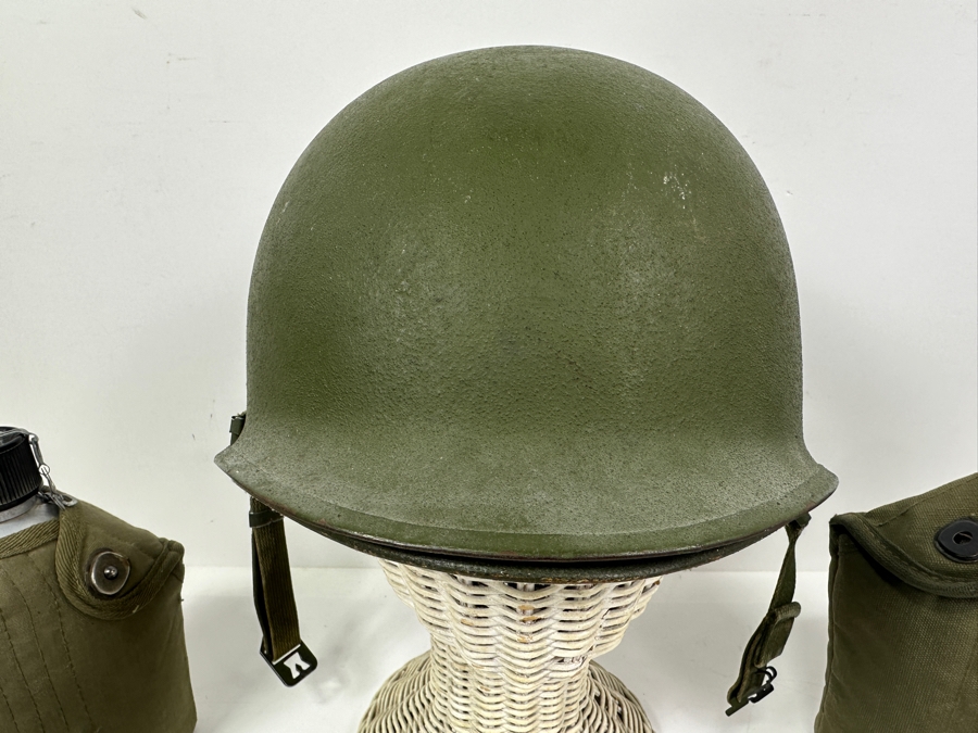Just Added - US Military WWII/Vietnam M1 Metal Helmet, Pair Of Canteens, Mess Kit & USN WWII VF-14 The Iron Angels US Military Flight Jacket Patch [Photo 4]