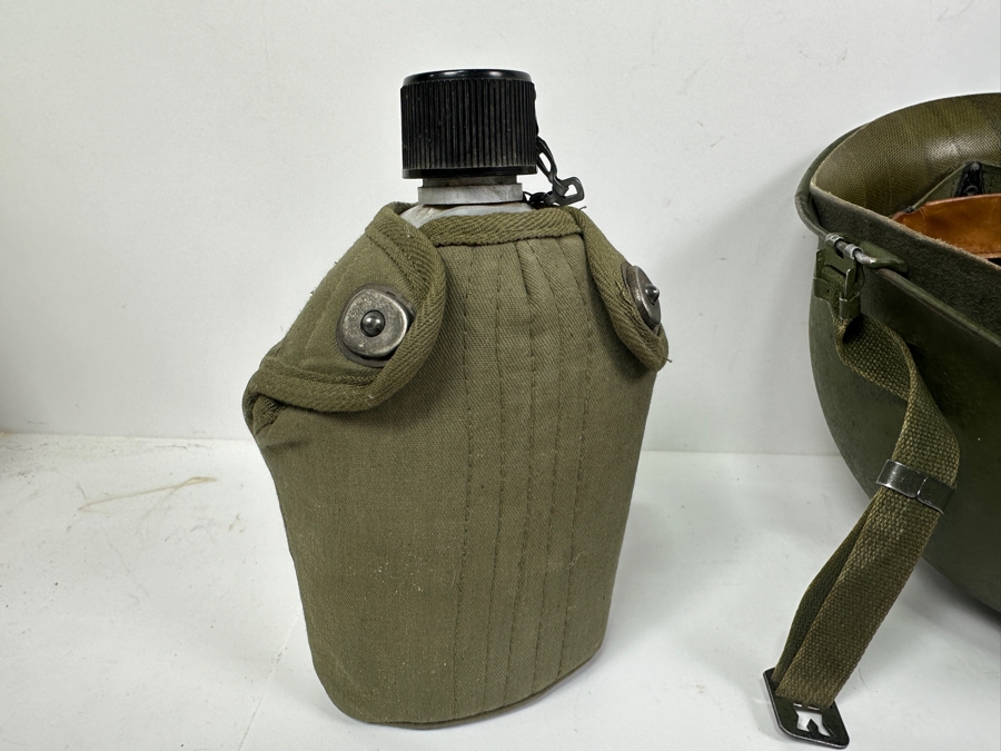 Just Added - US Military WWII/Vietnam M1 Metal Helmet, Pair Of Canteens, Mess Kit & USN WWII VF-14 The Iron Angels US Military Flight Jacket Patch [Photo 8]