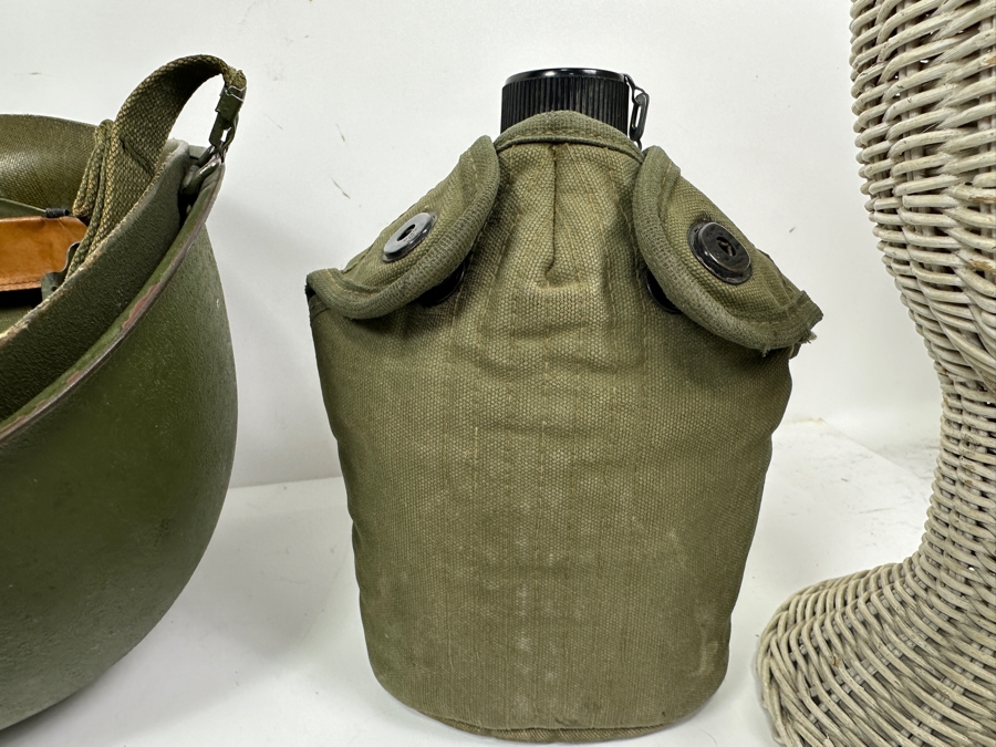 Just Added - US Military WWII/Vietnam M1 Metal Helmet, Pair Of Canteens, Mess Kit & USN WWII VF-14 The Iron Angels US Military Flight Jacket Patch [Photo 7]