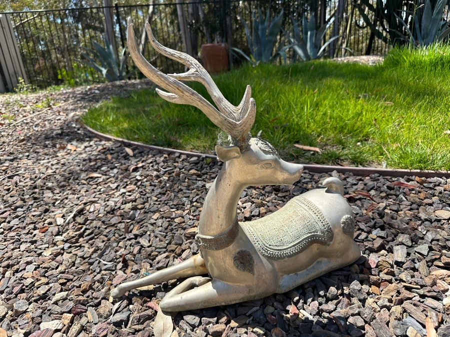 Just Added - Large Mid Century Brass Deer 22'H