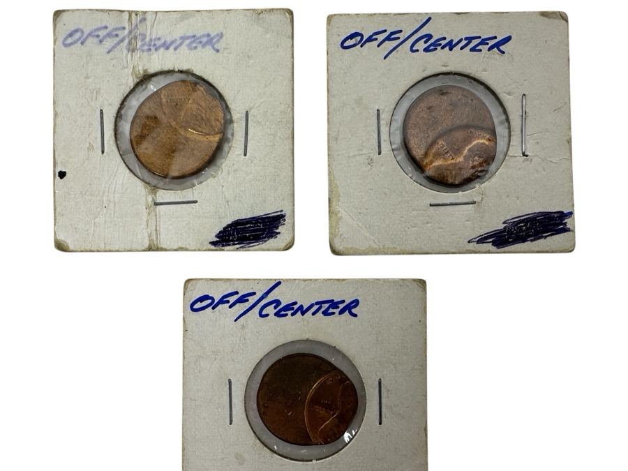 Just Added - (3) Vintage Off-Center Error Pennies