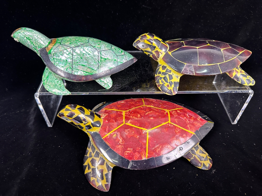 Just Added - Handmade Inlaid Shell Turtles 6.5 - 8'W [Photo 2]