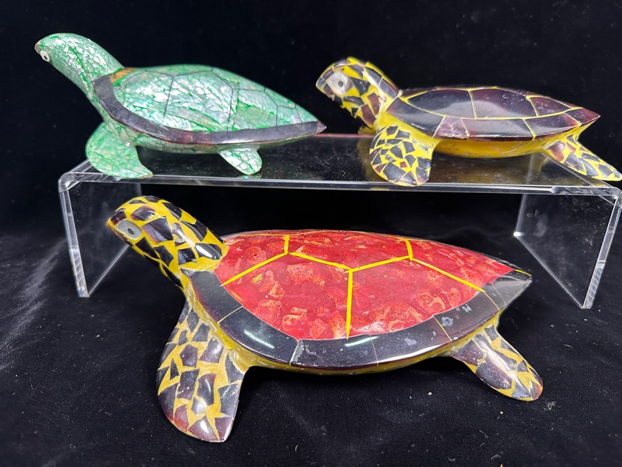 Just Added - Handmade Inlaid Shell Turtles 6.5 - 8'W [Photo 3]