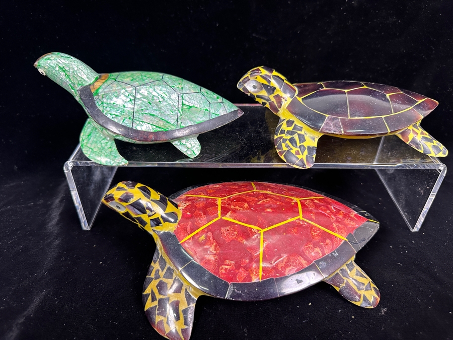 Just Added - Handmade Inlaid Shell Turtles 6.5 - 8'W