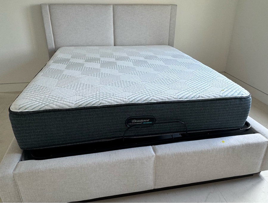 Just Added - Cal King Upholstered Bed with Beautyrest Pressure Smart Hybrid Mattress