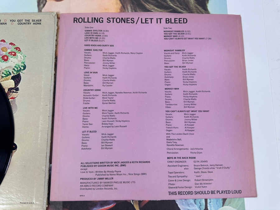 Just Added - Let It Bleed - The Rolling Stones Vinyl Record Album NPS-4 With Poster [Photo 8]