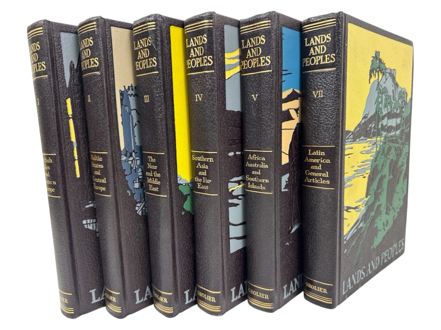 Just Added - Vintage 1963 Grolier Hardcover Books Lands And Peoples Volumes I,II,III,IV,V & VII