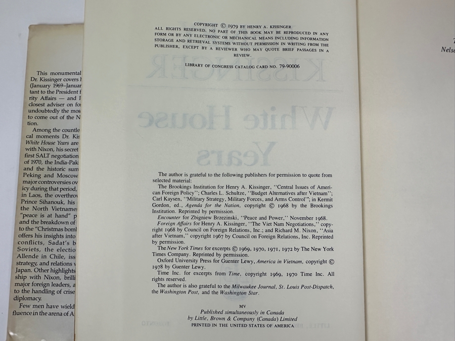Just Added - Vintage 1979 First Edition Hardcover Book By Henry A. Kissinger The White House Years [Photo 4]