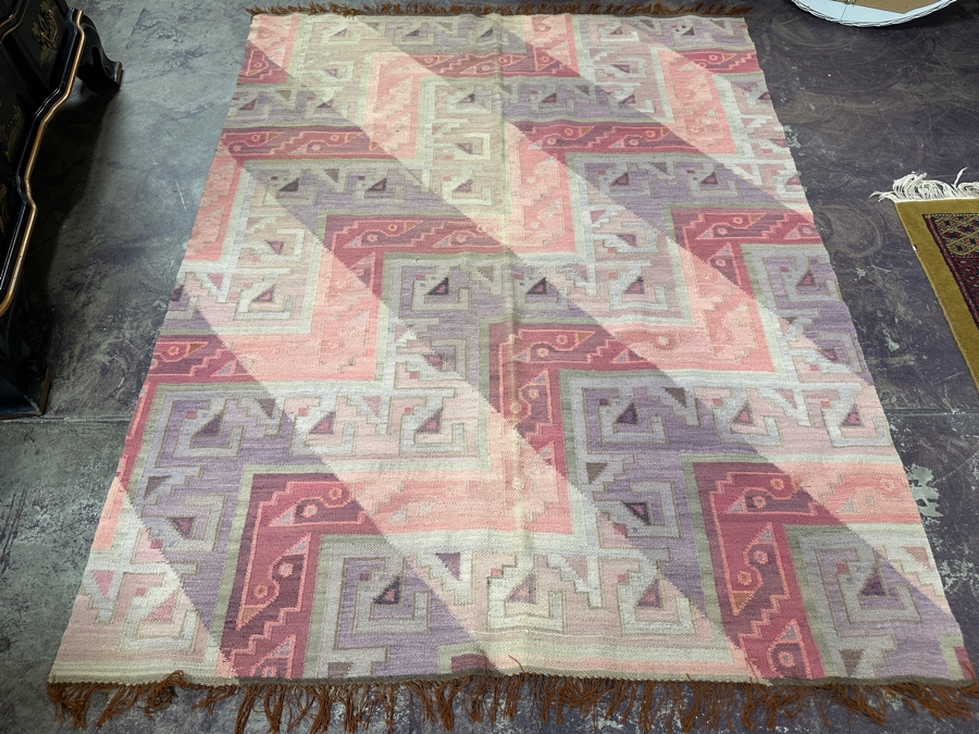 Vintage Hand Woven Wool Rug 47 X 60 [Photo 4]