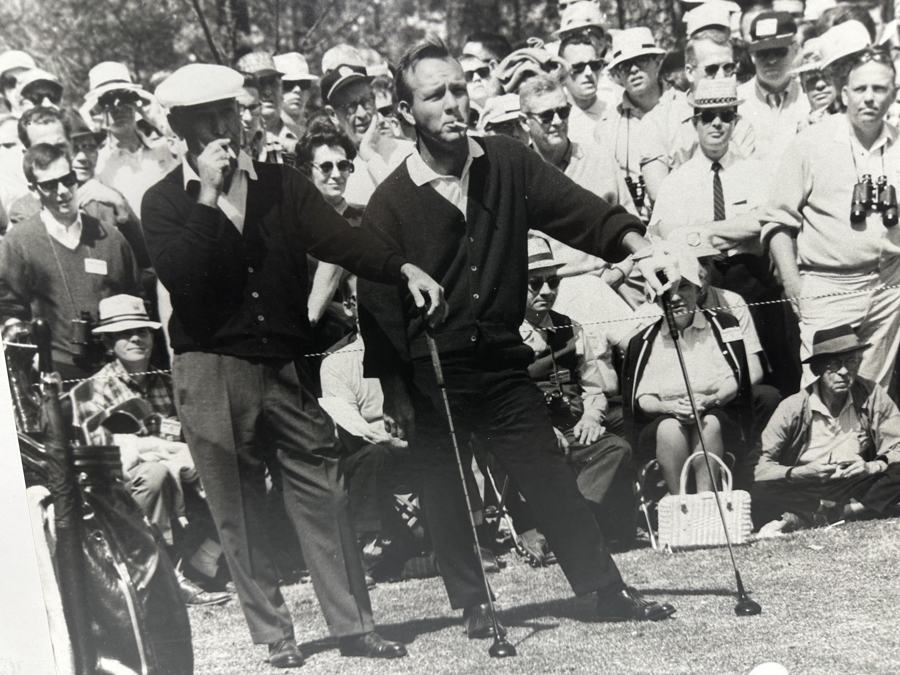 Frank Christian Photograph From The Original Negative Of Smoking Ben Hogan And Arnold Palmer At The 1966 Masters Golf Tournament 19.75 X 16 Framed 24.5 X 21 [Photo 3]