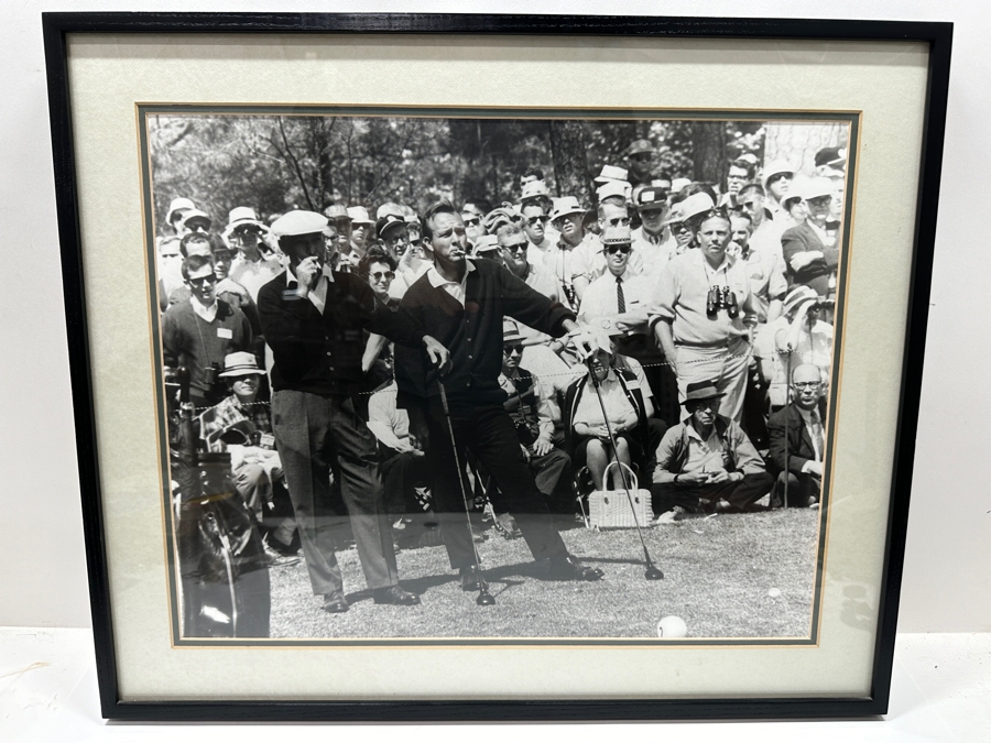 Frank Christian Photograph From The Original Negative Of Smoking Ben Hogan And Arnold Palmer At The 1966 Masters Golf Tournament 19.75 X 16 Framed 24.5 X 21 [Photo 2]
