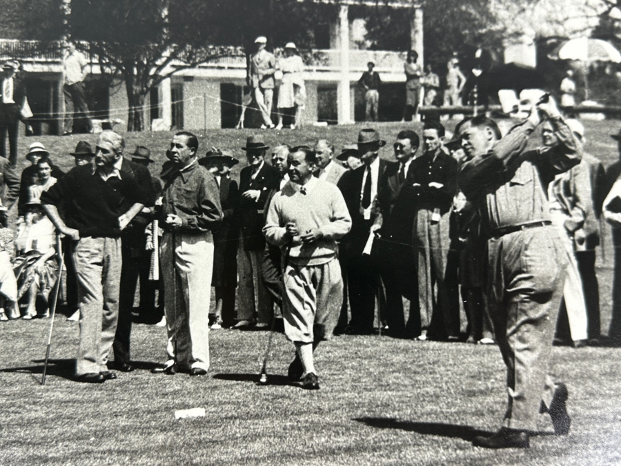 Frank Christian Photograph From The Original Negative Of The 1935 Great Foursome At Augusta: Bobby Jones, Walter Hagen, Tommy Armour & Gene Sarazen Golfing Photo 14 X 11 Framed 20.5 X 17 [Photo 2]
