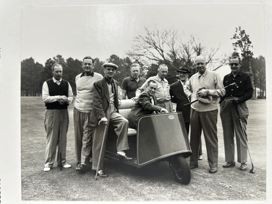 Frank Christian Photograph From The Original Negative - Bobby Jones, Cliff Roberts, President Eisenhower Augusta 1953 Copyrighted Photo 10' X 8' Framed 14' X 11'