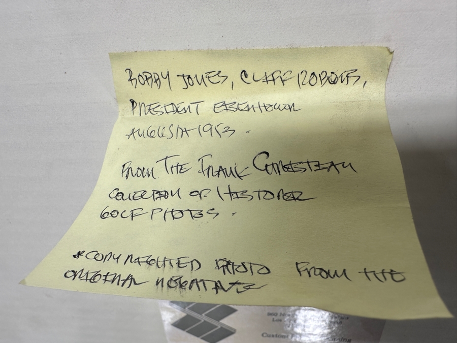 Frank Christian Photograph From The Original Negative - Bobby Jones, Cliff Roberts, President Eisenhower Augusta 1953 Copyrighted Photo 10' X 8' Framed 14' X 11' [Photo 12]